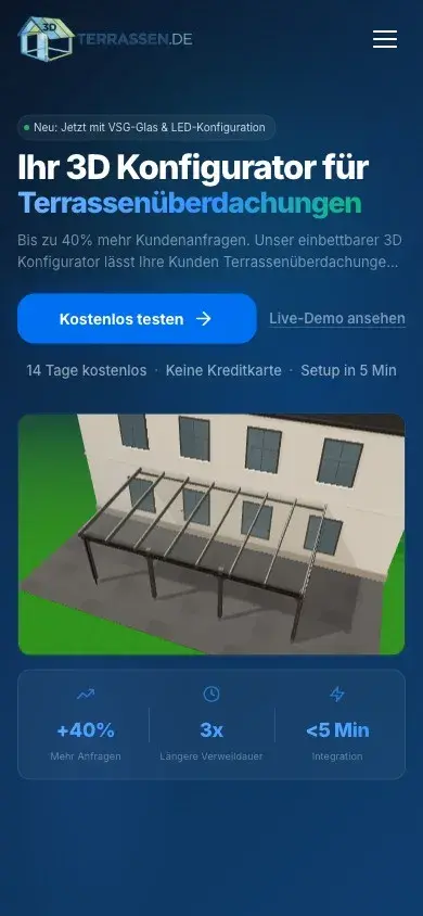 3D-Terrassen Konfigurator Mobile Ansicht