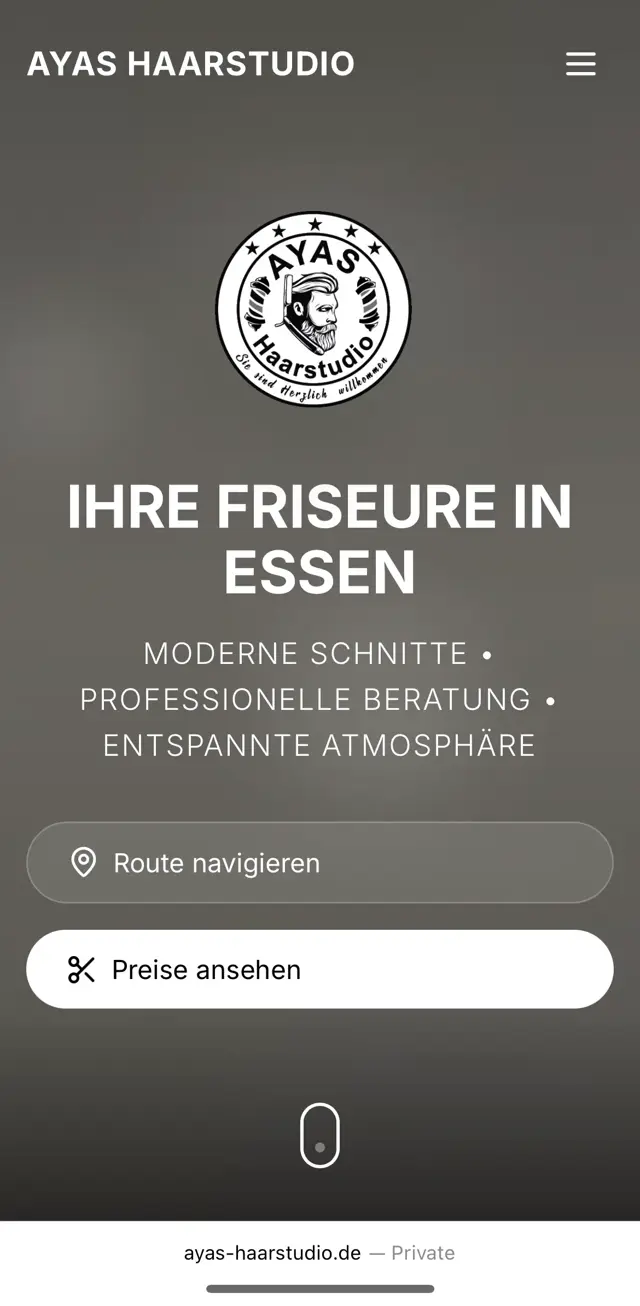 Ayas Haarstudio Website Mobile Ansicht