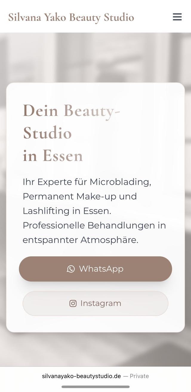 Silvana Yako Beautystudio Website Mobile Ansicht