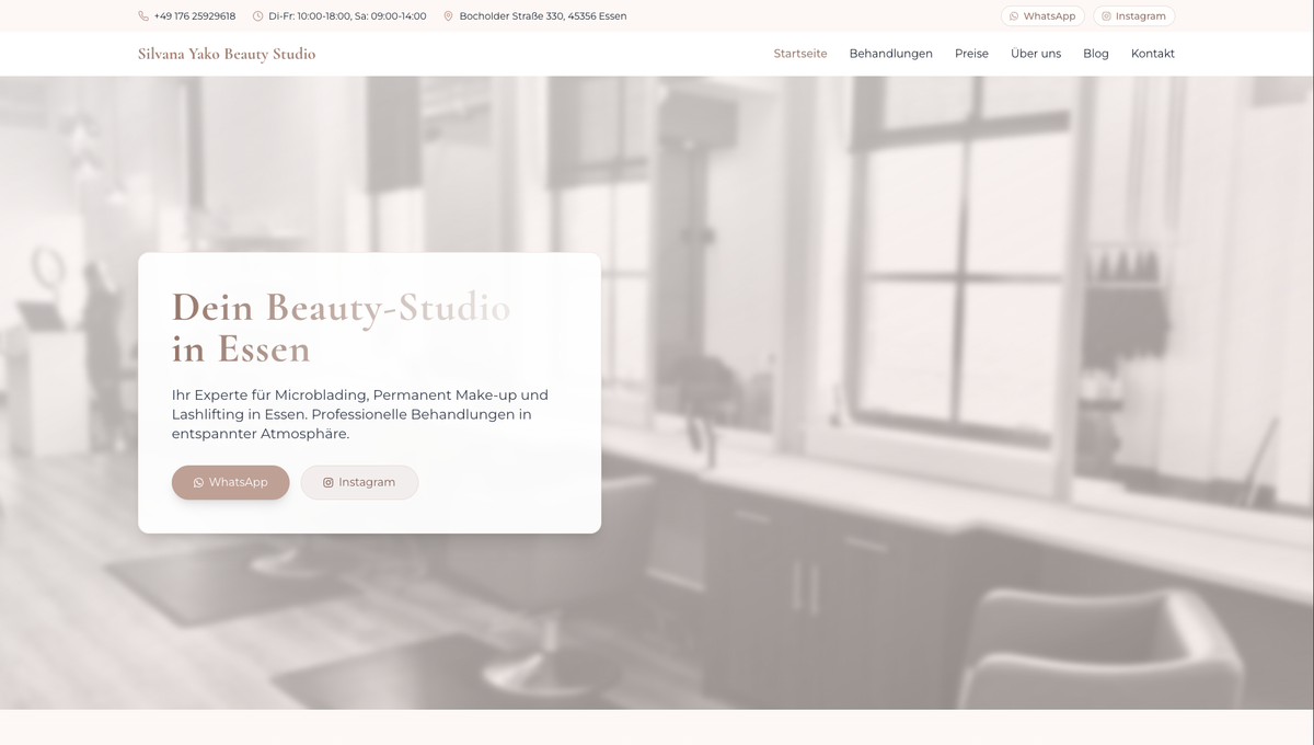Silvana Yako Beautystudio – Webdesign Referenz von Alunah
