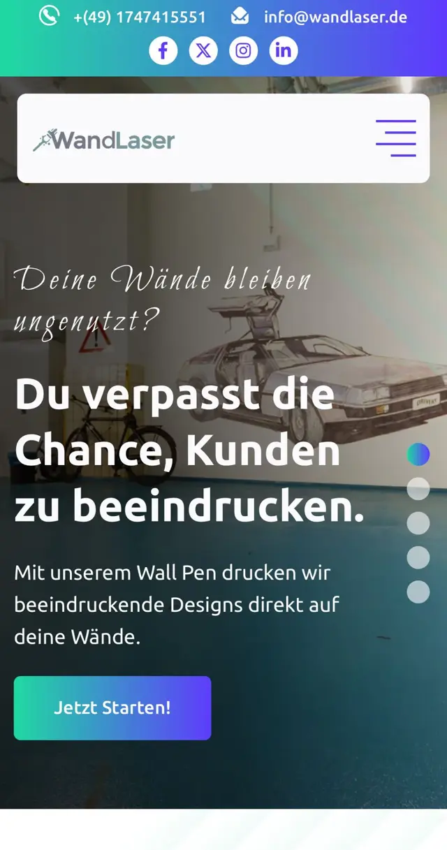 WandLaser Website Mobile Ansicht