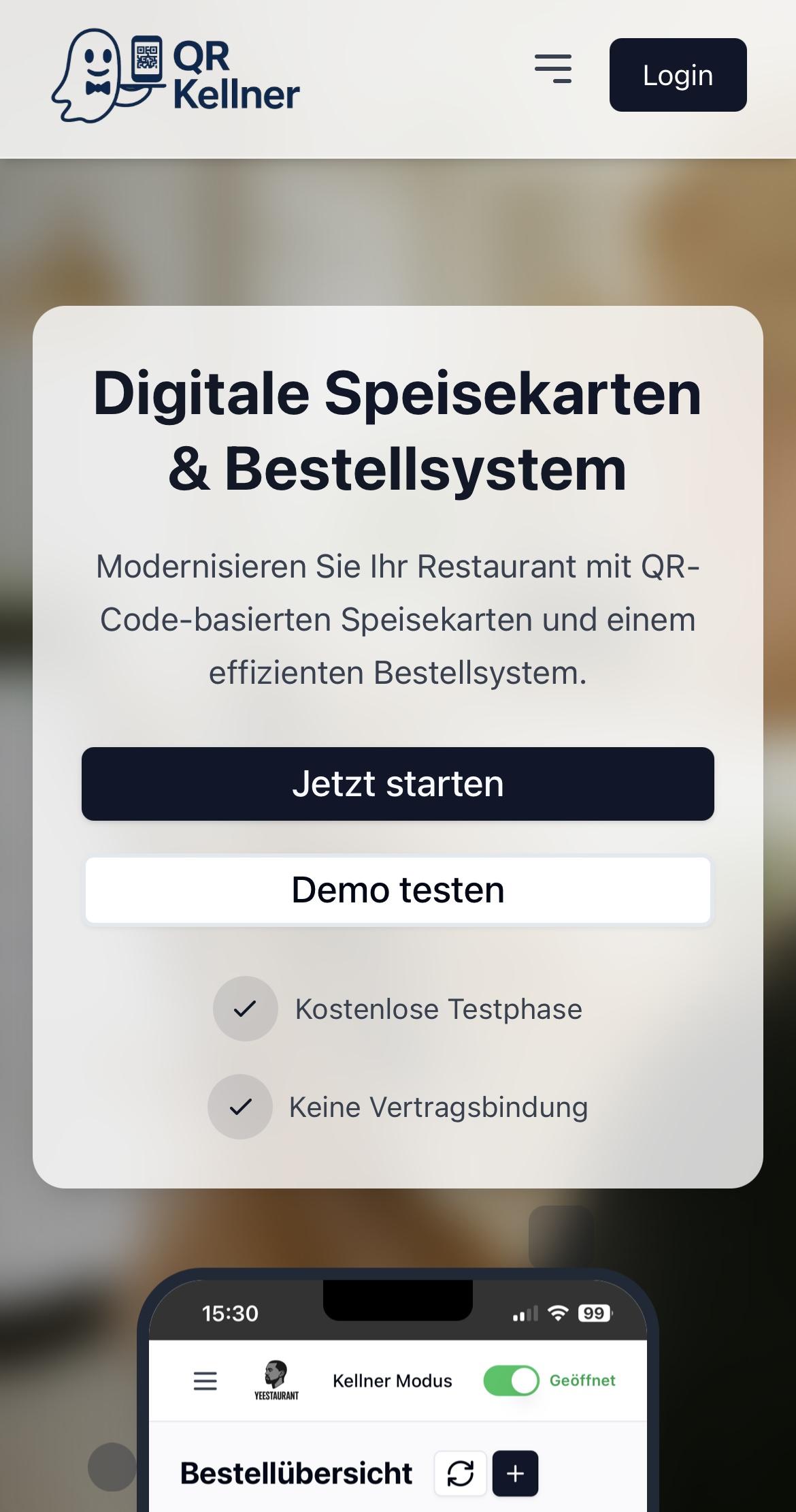 Mobile Ansicht von QRKellner