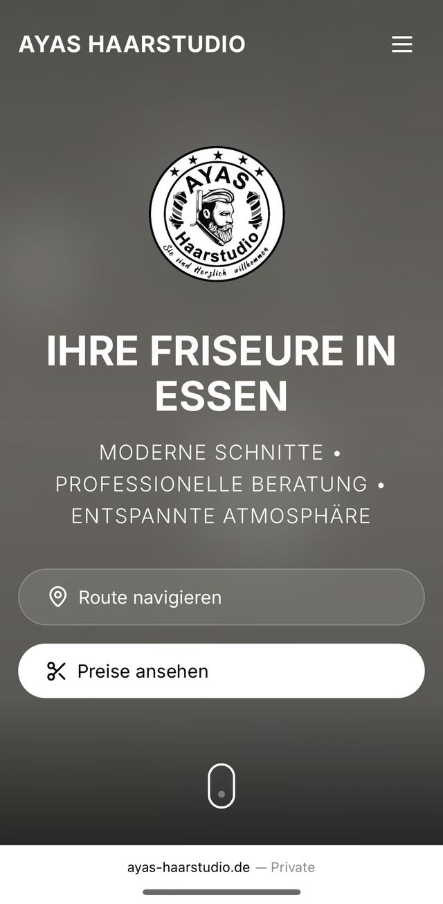 Ayas Haarstudio Website Mobile Ansicht