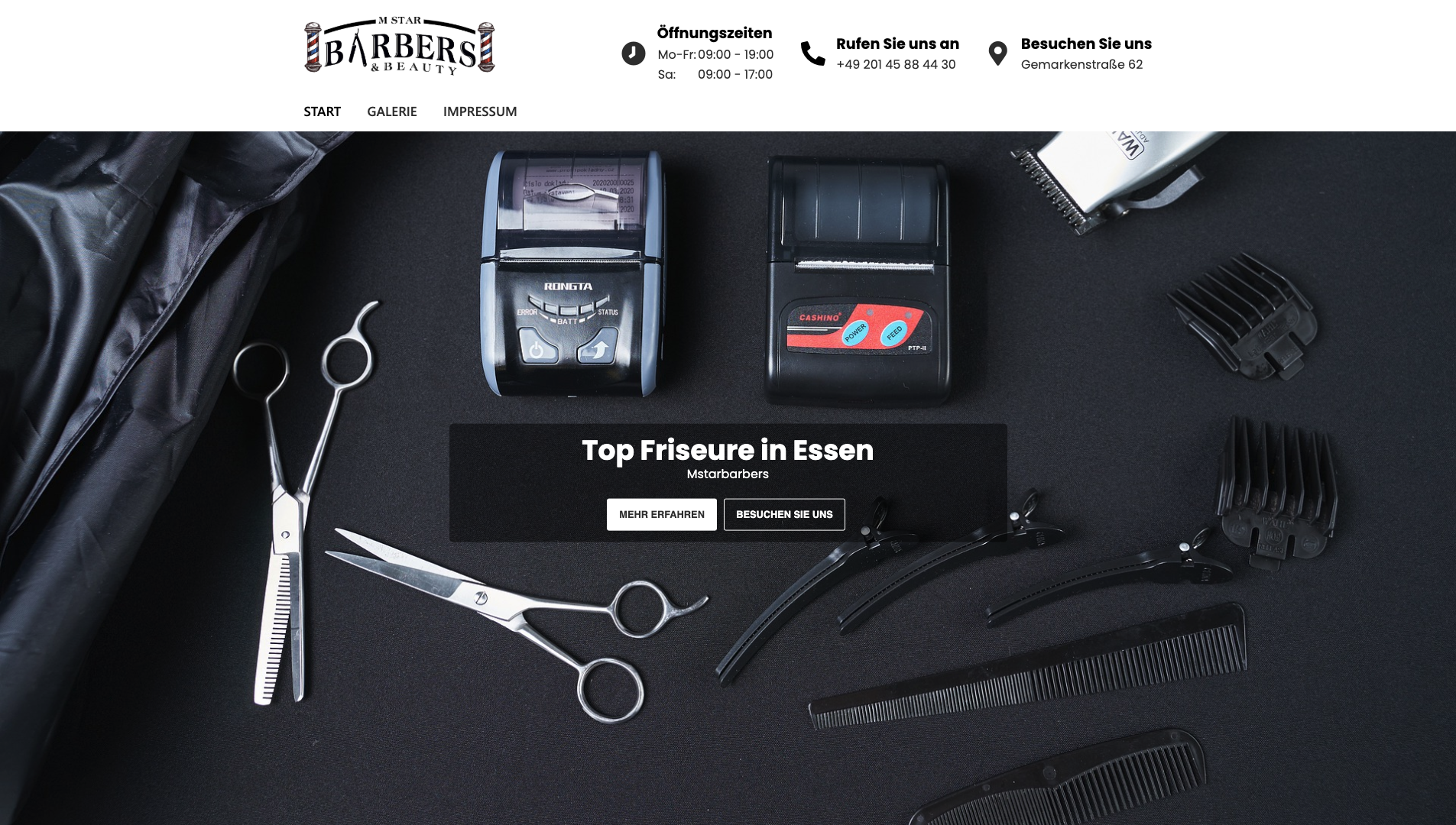 Mockup der MStarBarbers-Website auf Desktop und Smartphone