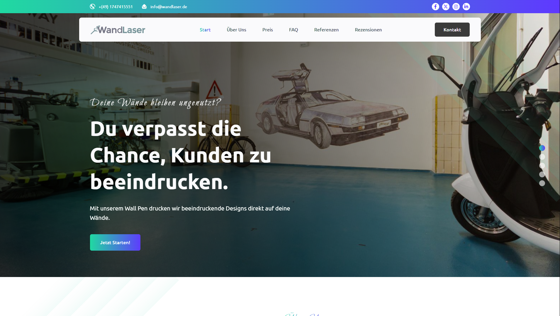 WandLaser Website Desktop Ansicht